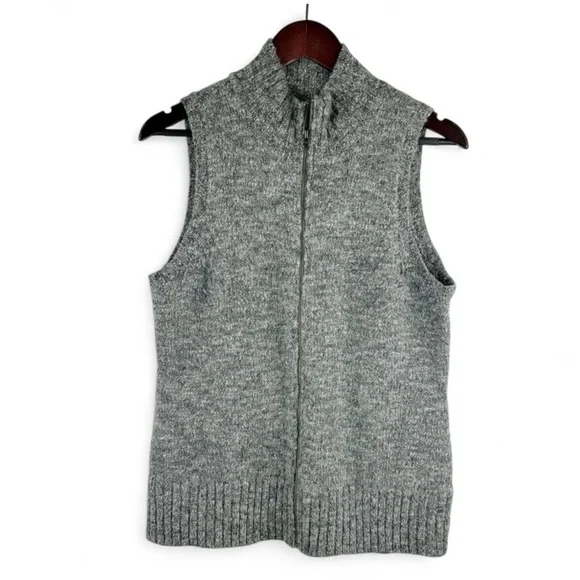 J. Jill Women's Gray Marbled Wool Alpaca Blend Zip Sweater Grandpa Cottage M - Picture 1 of 7